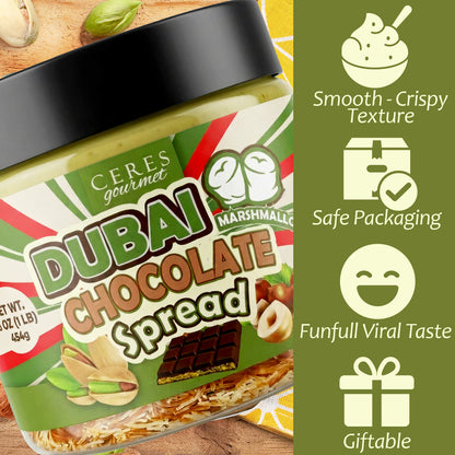 Ceres Gourmet Dubai Chocolate Pistachio Spread with Marshmallows (16oz)