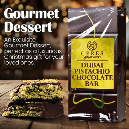 Ceres Gourmet Dubai Chocolate Bar Pistachio 3.5 Oz with Dark Chocolate Knafeh, Perfectly Portioned Packaging Dubai Chocolate, Premium Kunafa Chocolate Bars (3.5 Oz, Dark Chocolate)