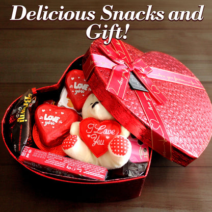 Heart Shaped International Snack Box for Loved Ones, Valentine Days Snack Box 