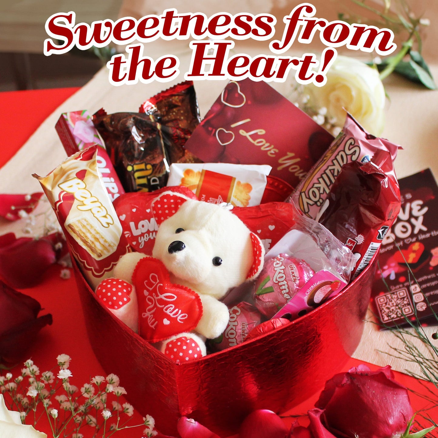 Heart Shaped International Snack Box for Loved Ones, Valentine Days Snack Box 