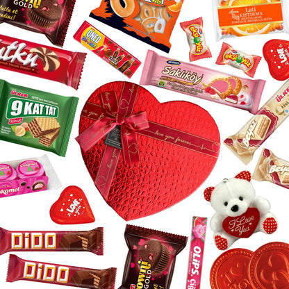 Heart Shaped International Snack Box for Loved Ones, Valentine Days Snack Box 