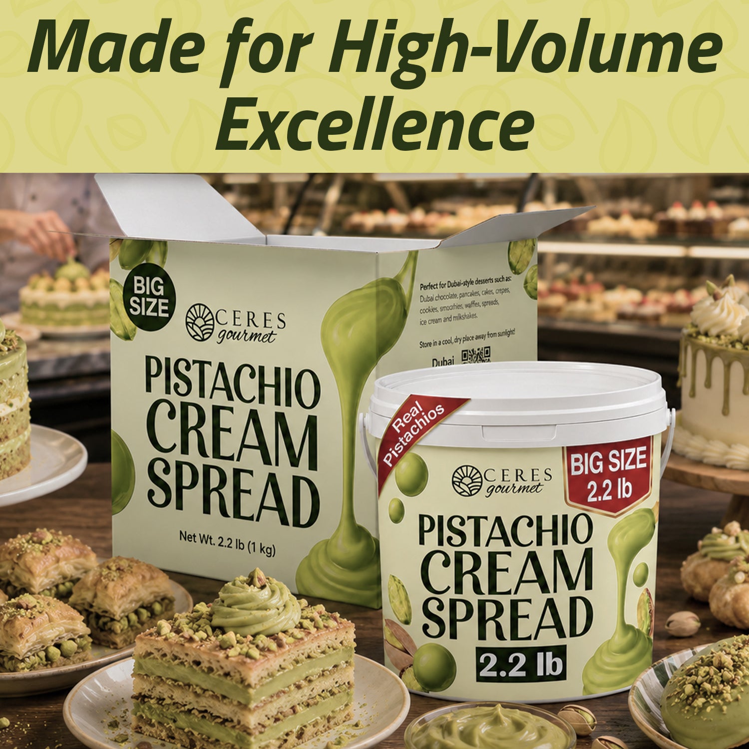 Professional Pistachio Cream for Dubai Chocolate Bars, Brownie and