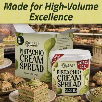 Professional Pistachio Cream for Dubai Chocolate Bars, Brownie and Pancake or Pastry, and Dessert Applications 2.2 lb / 6.6 lb / 11 lb