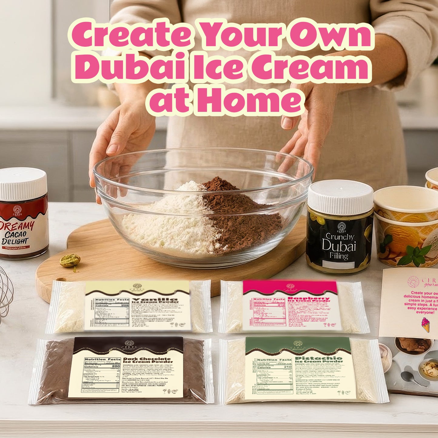 Ceres Gourmet Dubai Chocolate Ice Cream DIY Kit