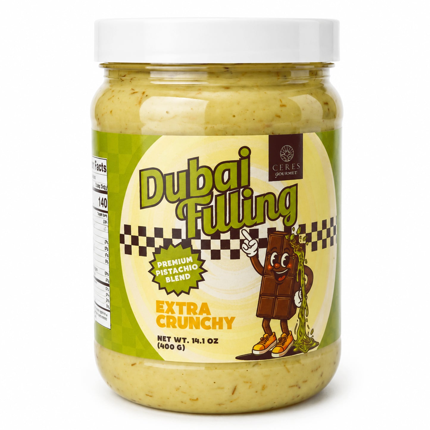 Ceres Gourmet Extra Crunchy Dubai Filling: Premium Pistachio Knafeh Spread (14.1 oz)