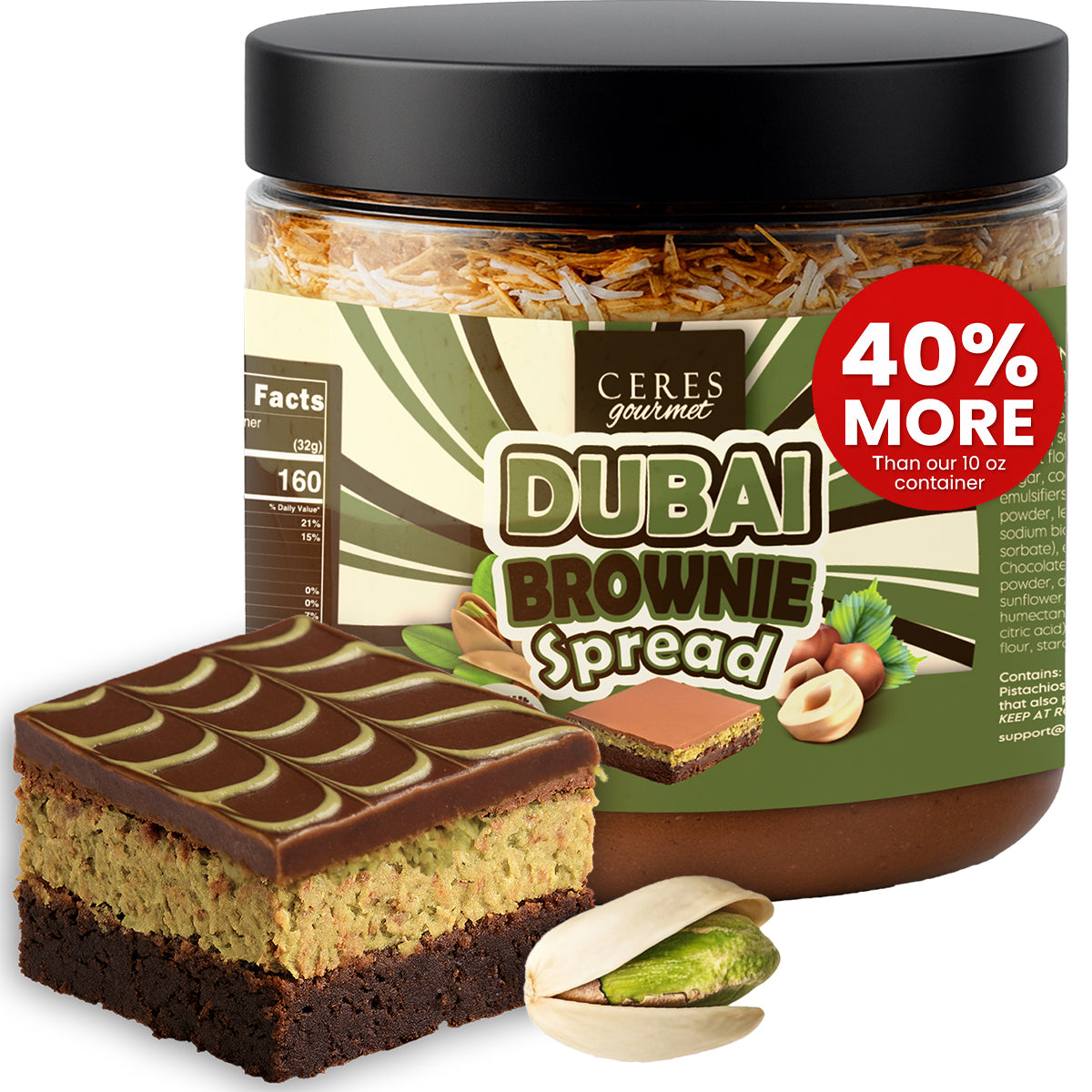 Dubai Chocolate Pistachio Brownie Cake – 14.1 oz