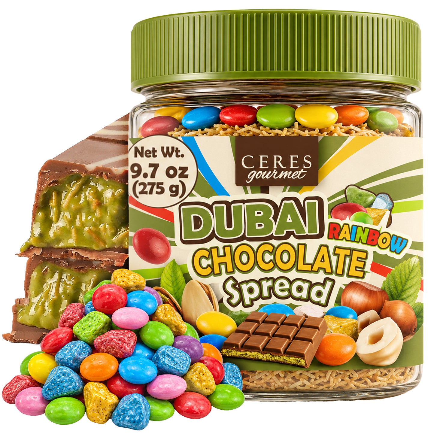 Viral Dubai Rainbow Chocolate Spread: Pistachio & Kataifi Crunch (9.7 oz)