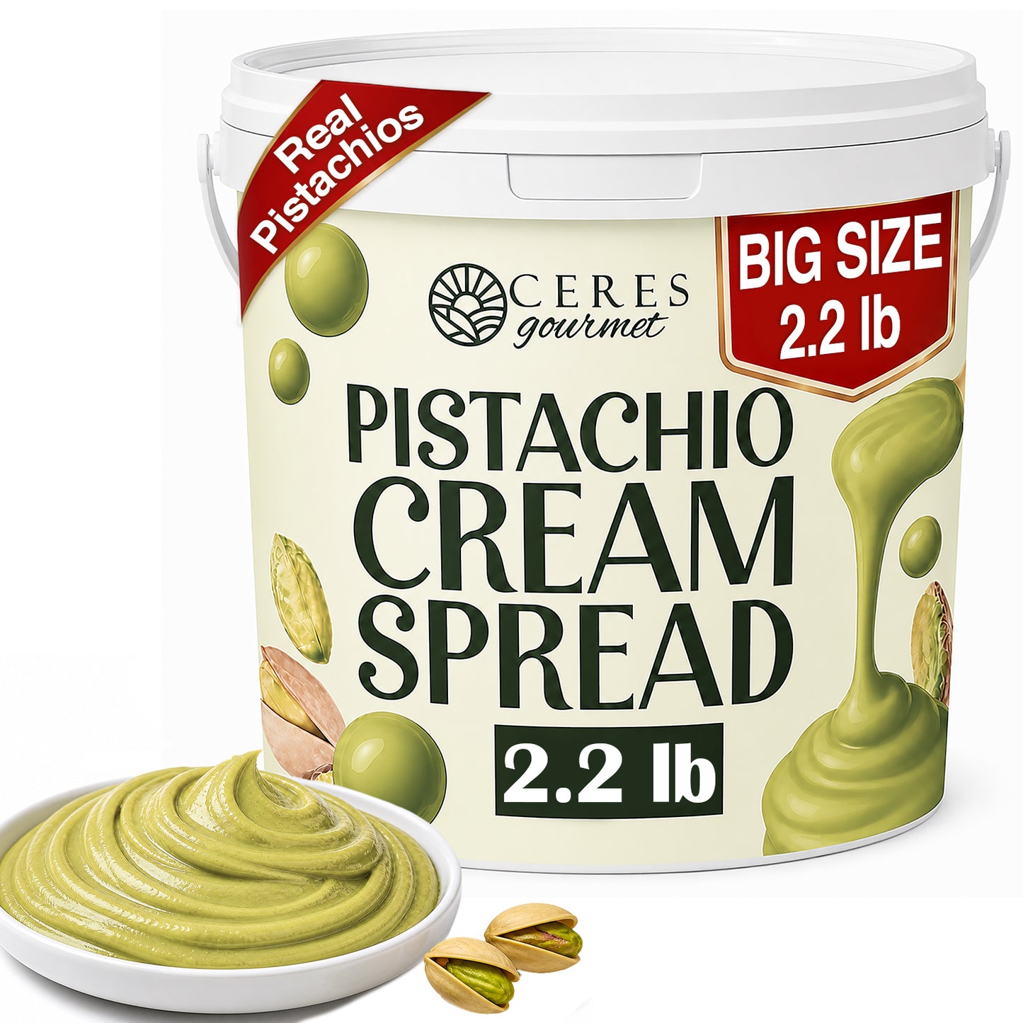 Professional Pistachio Cream for Dubai Chocolate Bars, Brownie and Pancake or Pastry, and Dessert Applications 2.2 lb / 6.6 lb / 11 lb