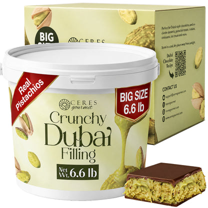 Premium Pistachio & Kataifi Filling – For Dubai Chocolate Creations – 2.2 lb and 6.6 lb