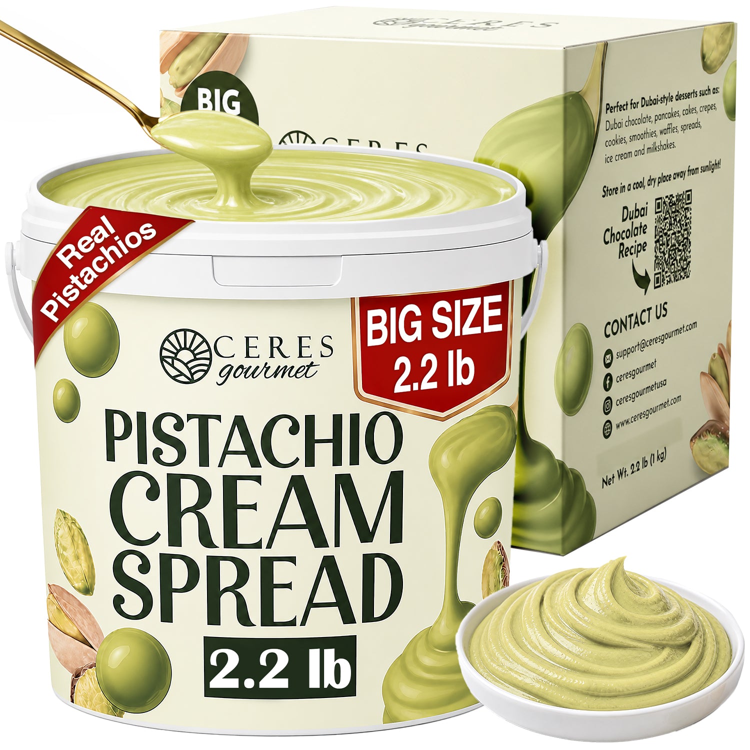 Professional Pistachio Cream for Dubai Chocolate Bars, Brownie and