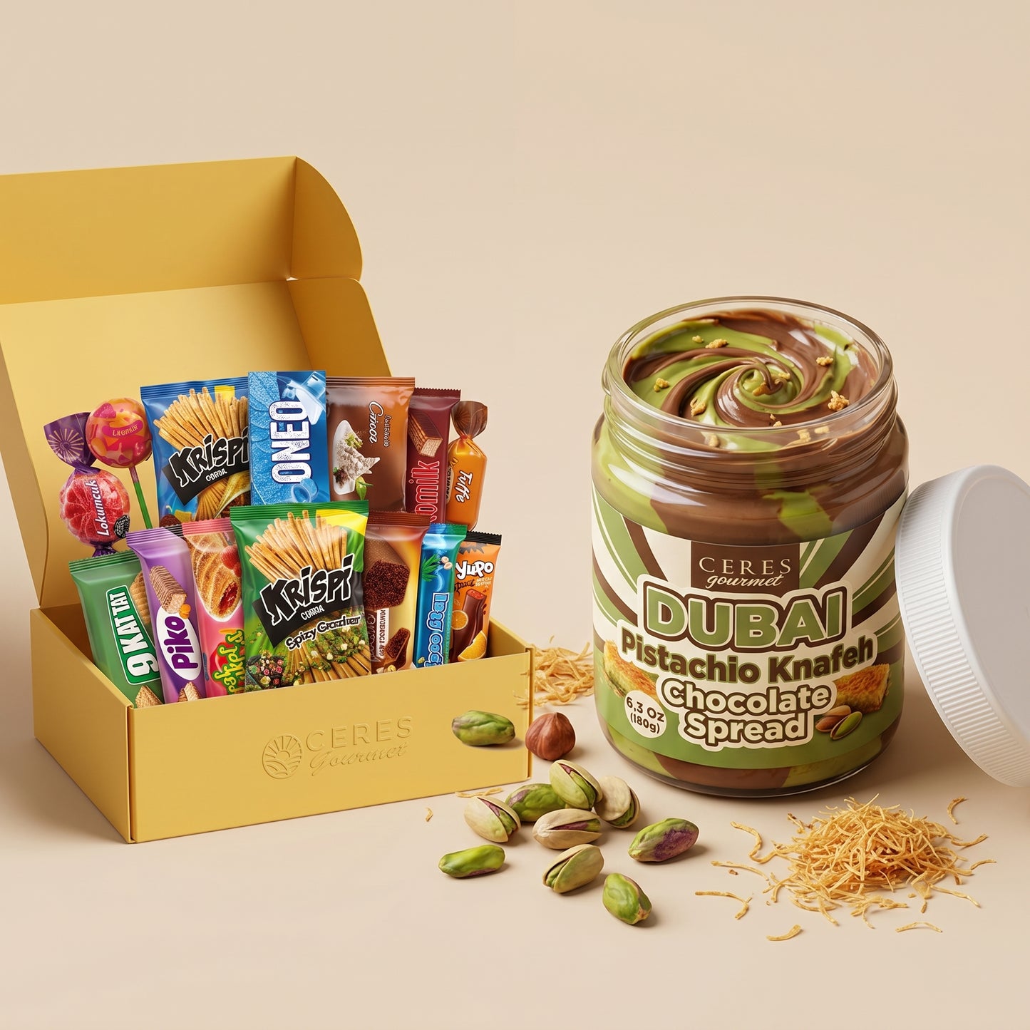The Ultimate Viral Treats Bundle: Exotic Snack Box & Dubai Chocolate Spread