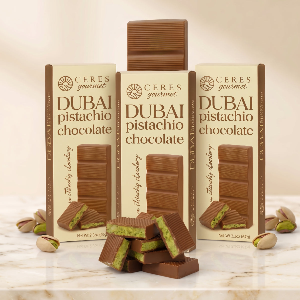 Ceres Gourmet Ultimate Dubai Pistachio Chocolate Collection (3-Pack Bundle)