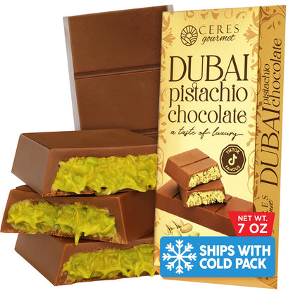 Dubai Chocolate Pistachio Bar - Bulk Size Milk - 7oz -50Pcs
