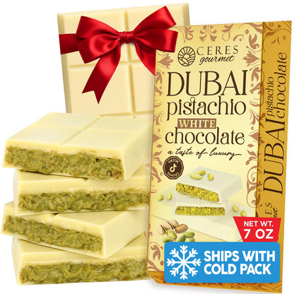 White Dubai Chocolate Crispy Knafeh Pistachio Bar 7oz