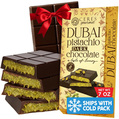 Dark Chocolate Dubai Crispy Kataifi Pistachio Bar 7oz