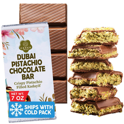 Viral Dubai Chocolate Bar, 75% Pistachio- 7 oz