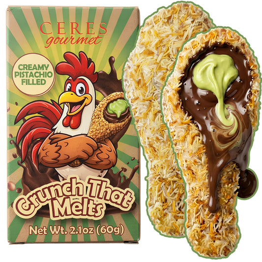 Ceres Gourmet Dubai Chocolate Bar 2.1 oz Chicken Drumstick Candy, Crispy Kataifi Covered Chocolate with Smooth Pistachio Cream Filling, Viral and Fun Novelty Snack Gift for Family and Friends (60g)