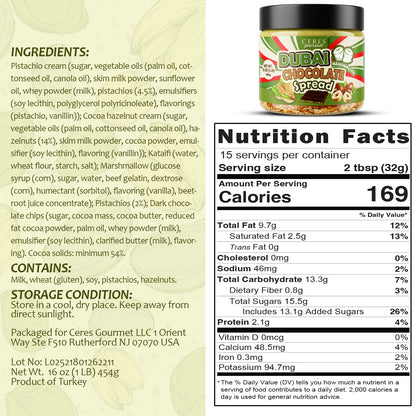 Ceres Gourmet Dubai Chocolate Pistachio Spread with Marshmallows (16oz)