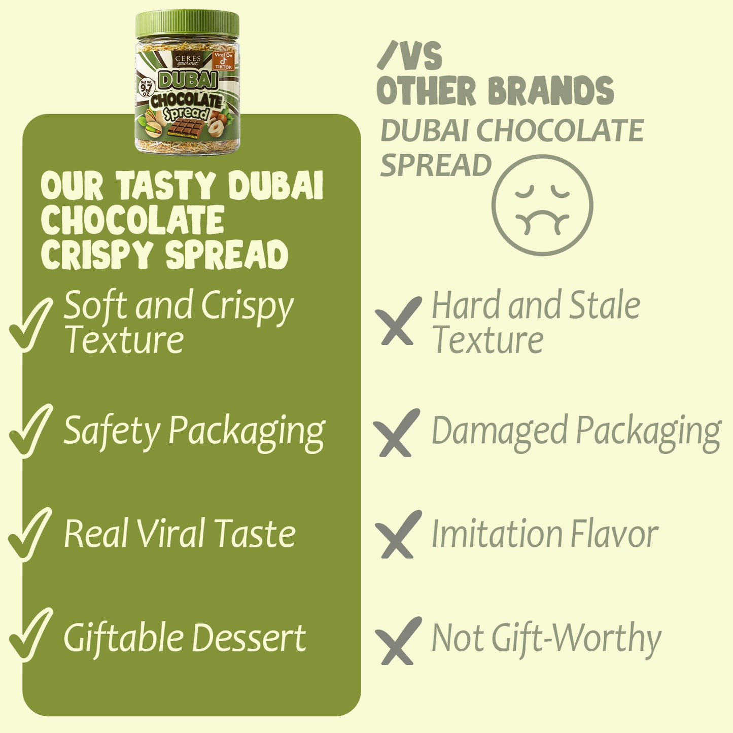 Dubai Spreadable Chocolate and Pistachio with Kataifi - 9.7 oz