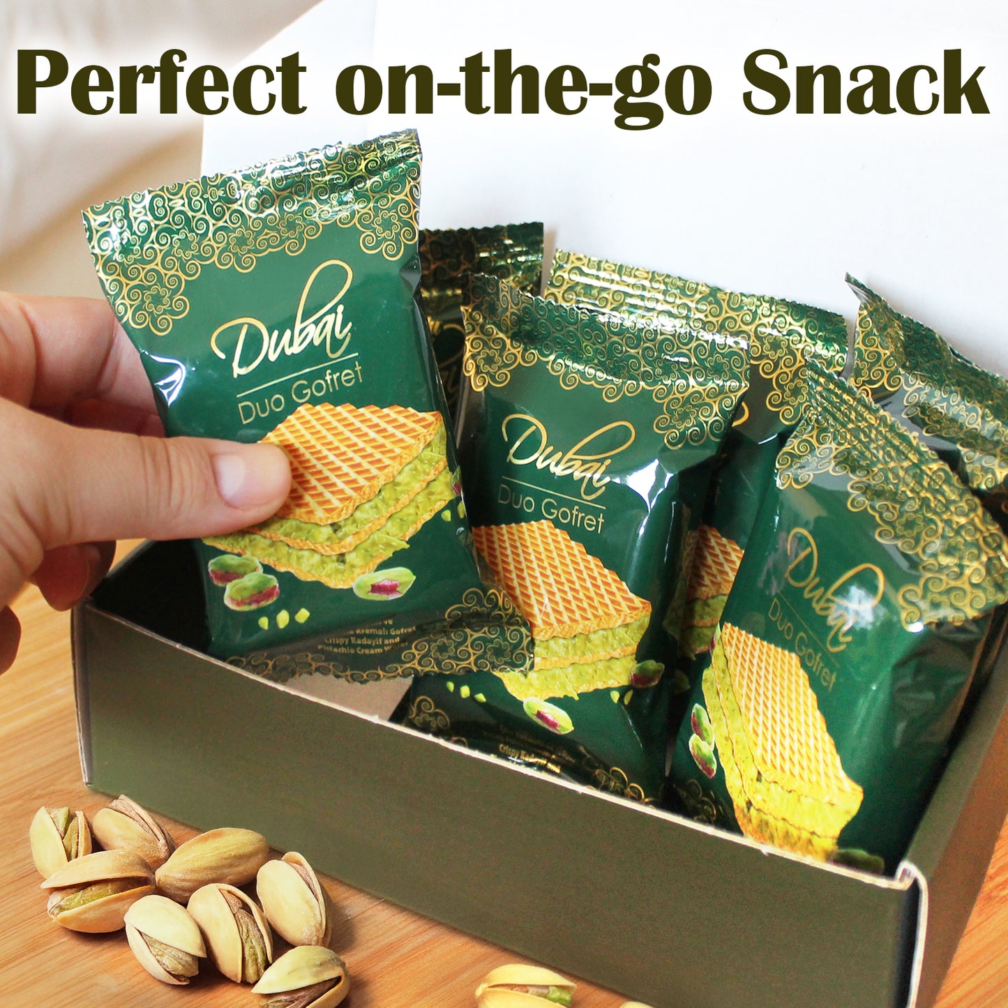 Dubai Chocolate Pistachio Wafer, 6 Pcs Crispy Knafeh Wafer in Individually Pack