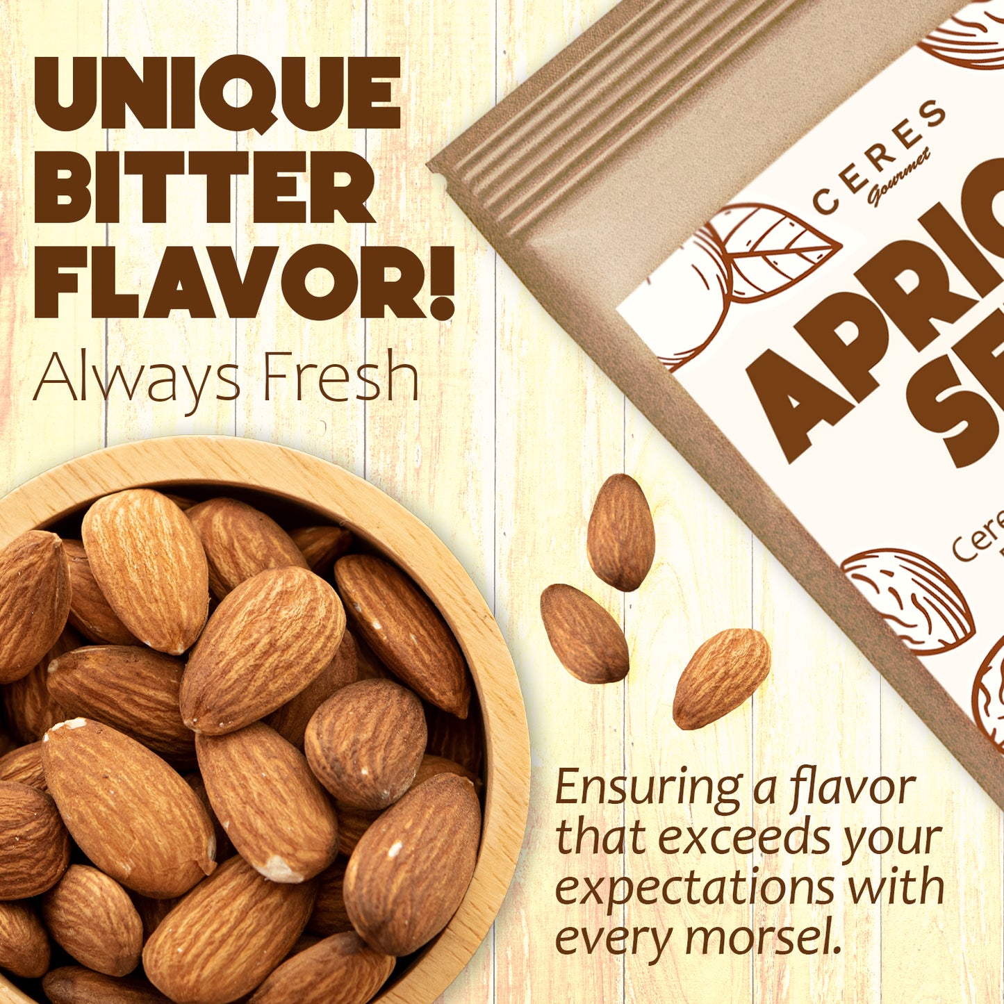 Bitter Apricot Seeds 12 oz, Raw & Bitter Organic Crunchy Apricot Kernels, 100% Natural